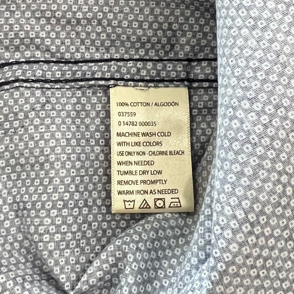 NWT Haggar Button Down Long Sleeve Shirt Navy With White Dots Size Medium - Picture 4 of 11